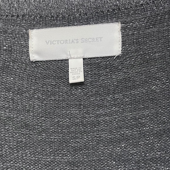 Y2K VICTORIAS SECRET Silver Sparkle Knit Cardigan Sweater Long Sleeve Pockets S - Picture 3 of 11